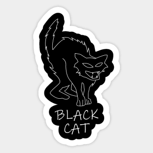 Halloween Black Cat Witch Sticker